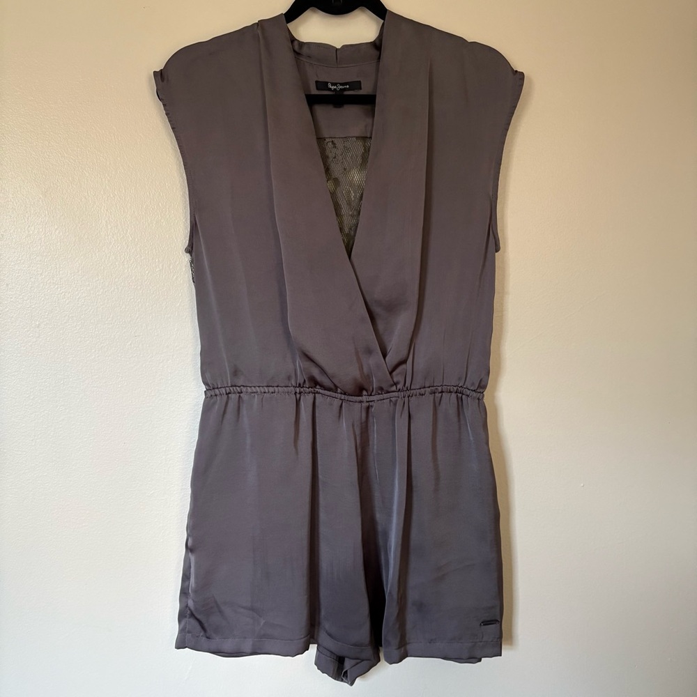 Pepe Jeans Gray Lace Romper Size Medium